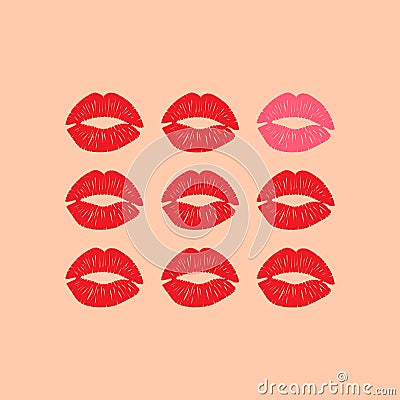 Valentine`s Day. Imprint_lips Vector Illustration