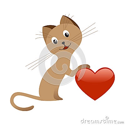 Valentine's day kitten Vector Illustration