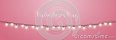 Valentine`s day long banner. Vector Illustration