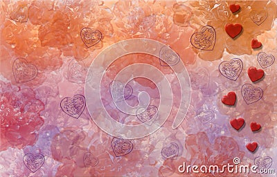 Valentine`s Day. Multicolored abstract background with hearts. Stock Photo