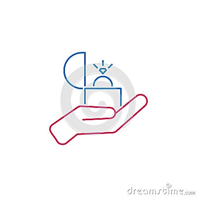 Valentine`s day, an offer of marriage, ring icon. Can be used for web, logo, mobile app, UI, UX Stock Photo