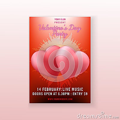 Valentine`s Day Party background invitation Flyer template design.vector Vector Illustration