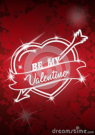 Valentine's Day poster with heart and arrow. Vector illustration Vector Illustration