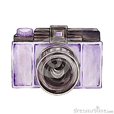 Valentine`s day, purple camera Cartoon Illustration