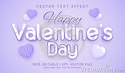 Valentine`s day purple style text effect Vector Illustration