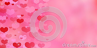 Valentine`s Day red background with hearts. Stock Photo