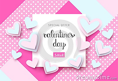 Valentine`s day sale background with hearts. Vector eps 10. Vector Illustration