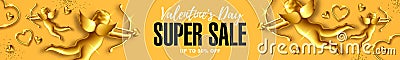 Valentine's Day sale banner background Vector Illustration