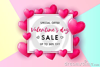 Valentine`s Day sale concept Vector Illustration