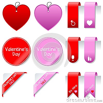 Valentine s Day Sale Elements Set Vector Illustration