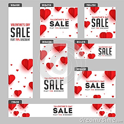 Valentine`s Day sale header and banner set. Stock Photo