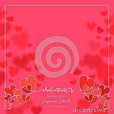 valentine's day sale promotion square banner Vector Illustration