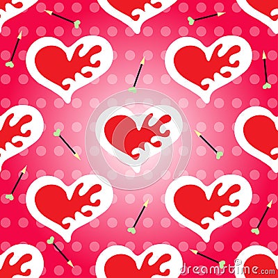 Valentine's Day seamless pattern vector heart and arrow Vector Illustration