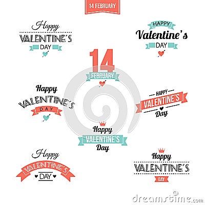 Valentine`s Day set of symbols. Vector Illustration