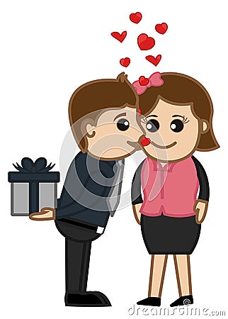 Valentine's Day Surprise Gift - Cartoon Characters Stock Photo