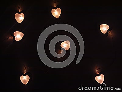 Valentine`s day. Valentines abstract background with hearts and glow. Stock Photo