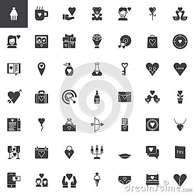 Valentine`s Day vector icons set Vector Illustration