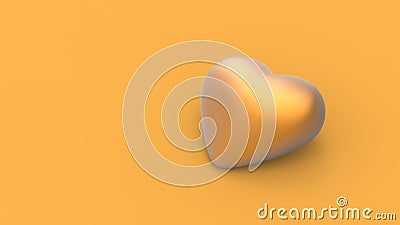 Valentine`s golden heart on orange background with soft lights a Stock Photo