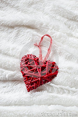 Valentine` s heart on the white pelage Stock Photo