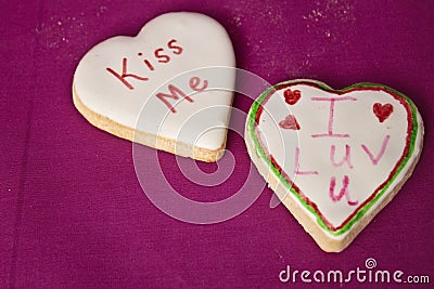Valentine's Message Cookies Stock Photo
