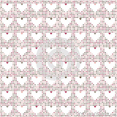 Playful Seamless vector pattern with little colourful hearts on a white background. Vector Illustration