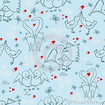 valentine seamless on a blue background Stock Photo