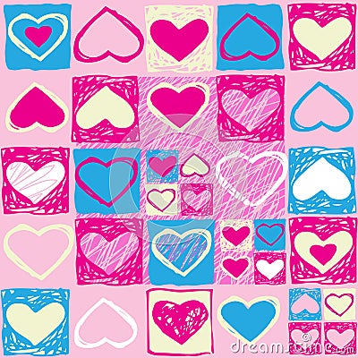 Valentine seamless pattern with hearts Vector Illustration