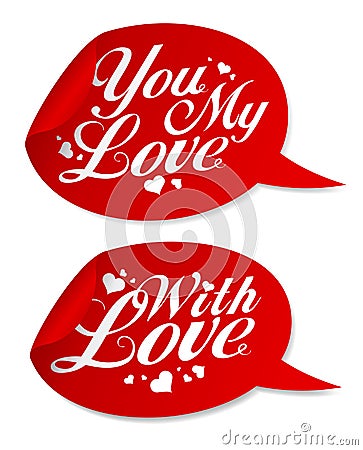 Valentine stickers. Vector Illustration