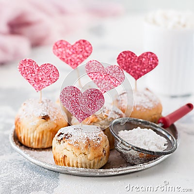 Valentine Sultana Cupcakes Stock Photo