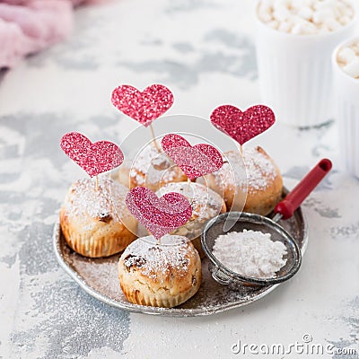 Valentine Sultana Cupcakes Stock Photo