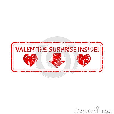 Valentine surprise inside, message for gift on love holiday Vector Illustration