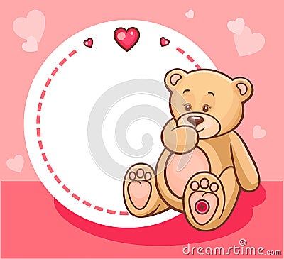 Valentine teddy bear with sign Vector Illustration