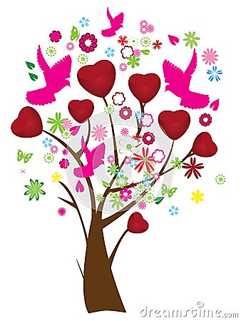 Valentine tree Vector Illustration