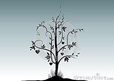 Valentine Tree Cartoon Illustration