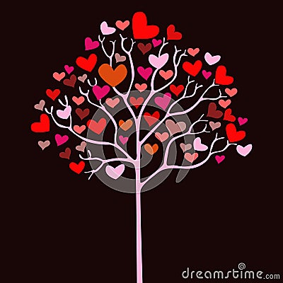 Valentine tree with hearts Vector Illustration