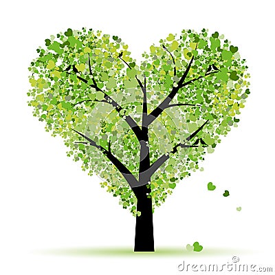 Valentine tree, love, leaf from hearts Vector Illustration