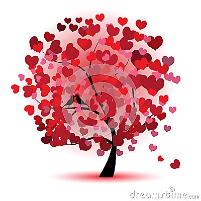 Valentine tree, love, leaf from hearts Vector Illustration