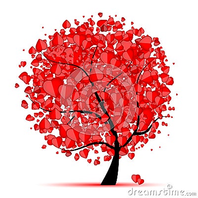 Valentine tree, love, leaf from hearts Vector Illustration