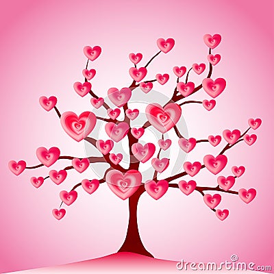 Valentine tree, love, leaf from hearts Vector Illustration