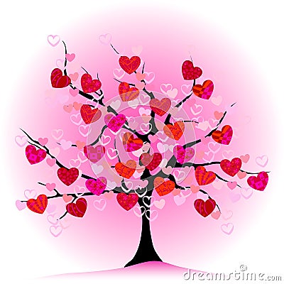 Valentine tree, love, leaf from hearts Vector Illustration