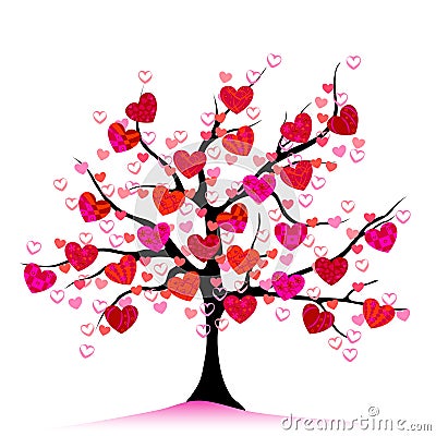 Valentine tree, love, leaf from hearts Vector Illustration