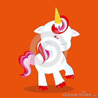 Valentine Unicorn Closed eyes 03 Vector Illustration