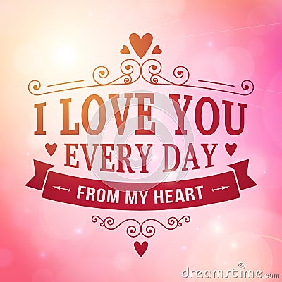 Valentine and wedding typography greeting card background Vector Illustration