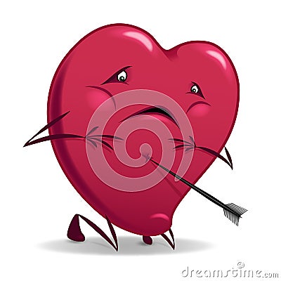 Valentine wounded heart. Cartoon Illustration