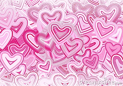 Valentine's Day greeting card template or background with hearts and line ornament. Retro fashion hippie psyhedelic Stock Photo