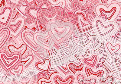 Valentine's Day greeting card template or background with hearts and line ornament. Retro fashion hippie psyhedelic Stock Photo