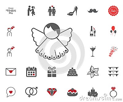 Valentines Angel icon. Valentines Day illustraticons set. Stock Photo
