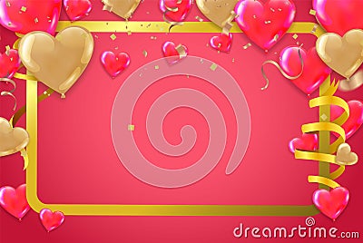 Valentines Background with Blur Hearts. Greeting Card. Vector illustration Vector Illustration