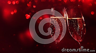 Valentines background with champagne Stock Photo