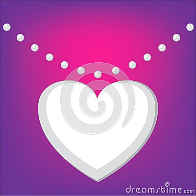 Valentines background with a heart shape necklace Cartoon Illustration